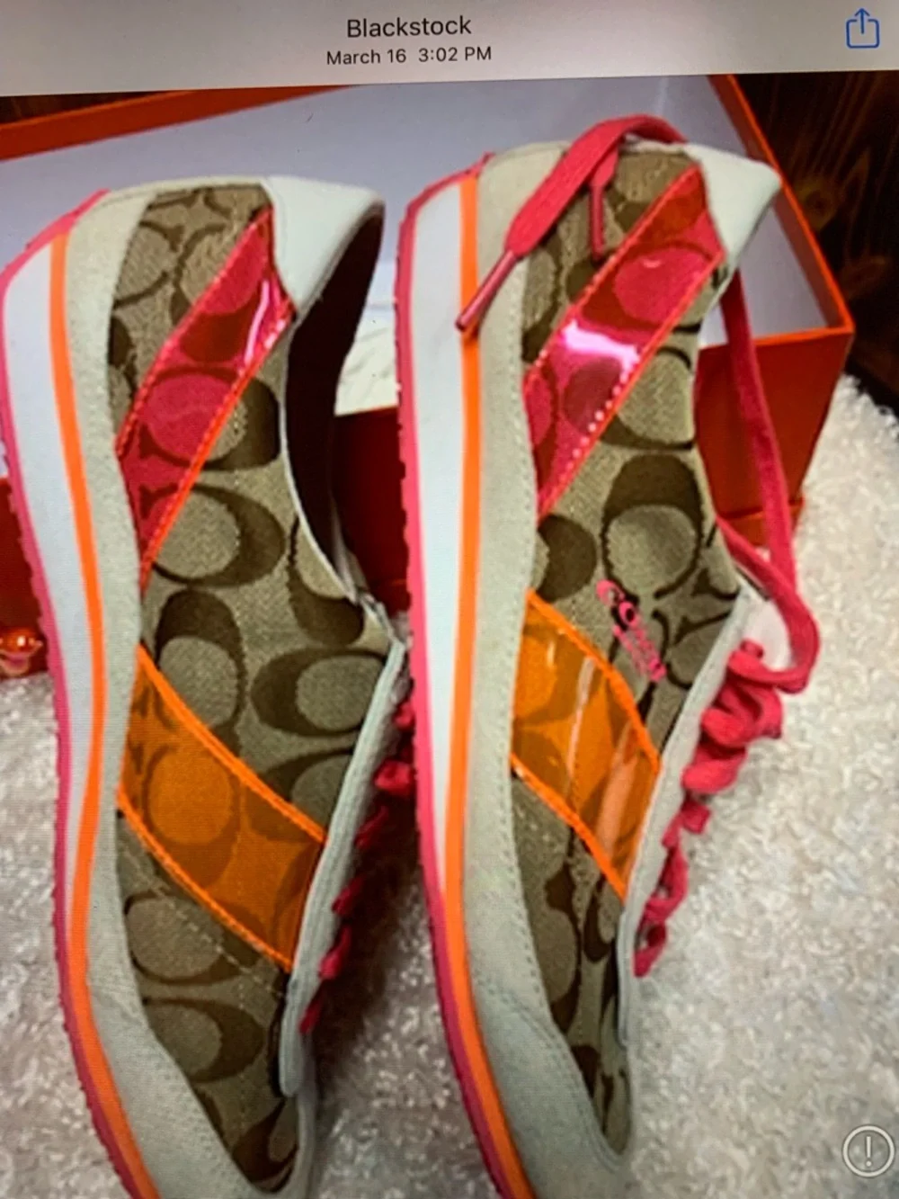 Coach Signature Monogram Sneakers with Pink & Orange Accents - Picture 5 of 9